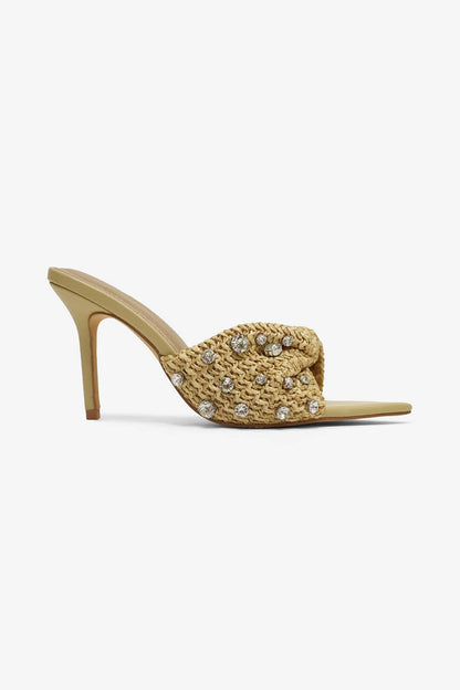 KORRA - Raffia Luxury Sandals, Beaded Design, Golden Hue