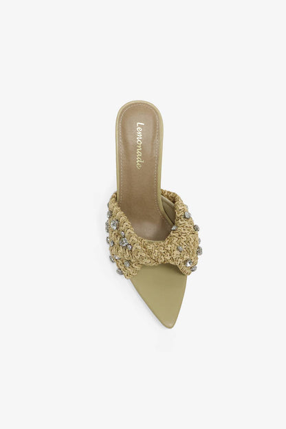 KORRA - Raffia Luxury Sandals, Beaded Design, Golden Hue